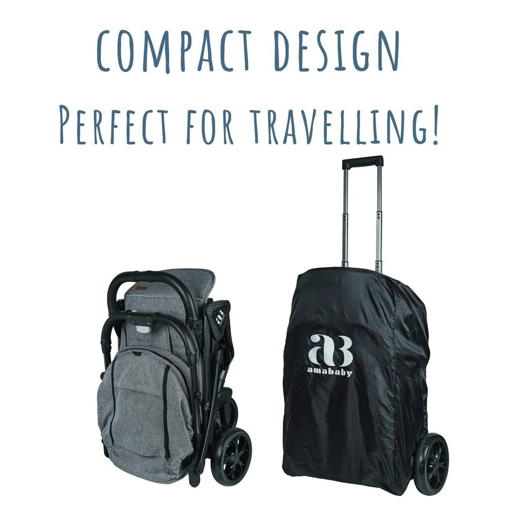 Photo of Amababy Compact stroller folded down with cover